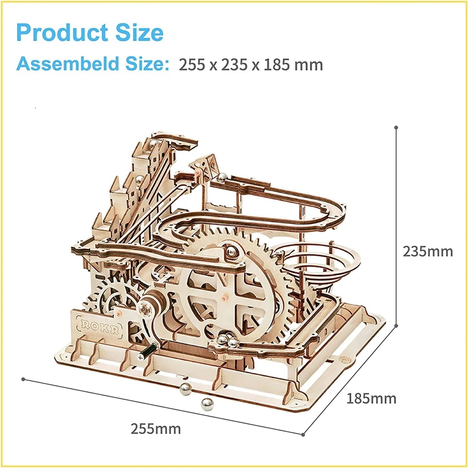 ROKR Mable Run 3D Puzzle Wooden Model Kits to Waterwheel for Adult Xmas Toy Gift - Image 3 of 4