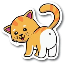 Magnet Me Up Cat Butt Car Magnet Decal, 5 Inch, Orange, Cute Cat Bum, Cat Lovers