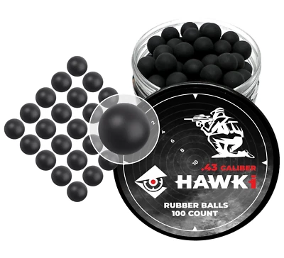Hawki .43 Caliber Training Paintball Reusable Rubber Balls 100 pack Black