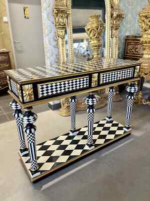Art Décor Table Black Diamond Print Luxury Handmade Table For Living Room Décor