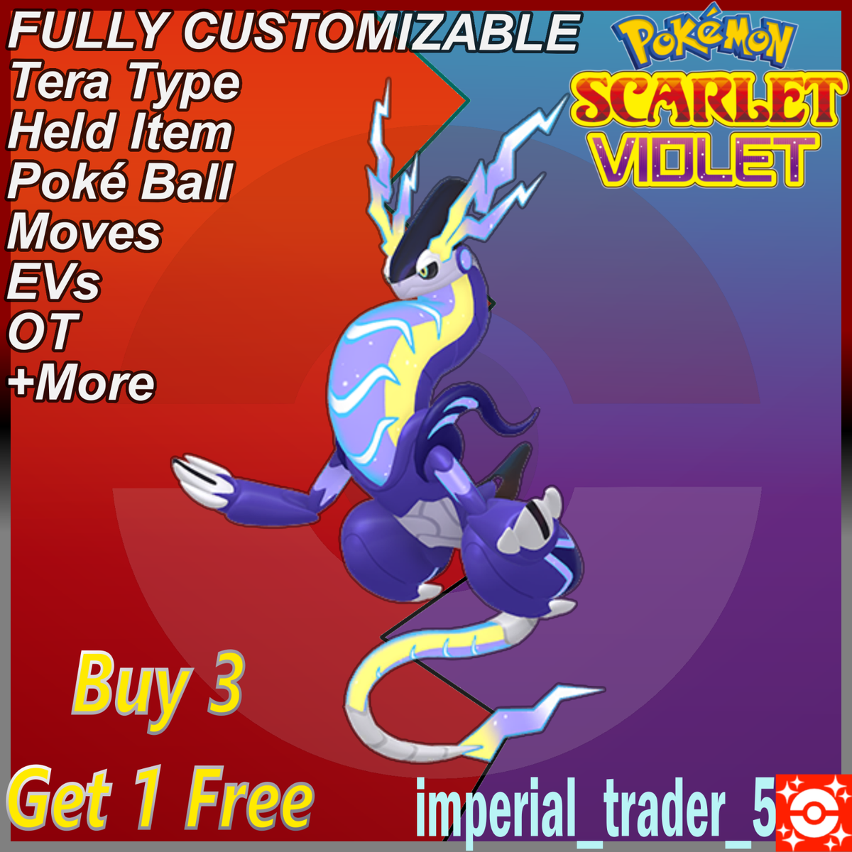 Pokémon Scarlet and Violet Miraidon W/ Best 6IV Customizable | eBay