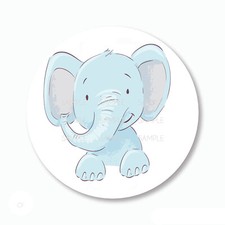 30 Blue Baby Elephant Baby Shower Scrapbook Stickers 1.5" Round Envelope Seals