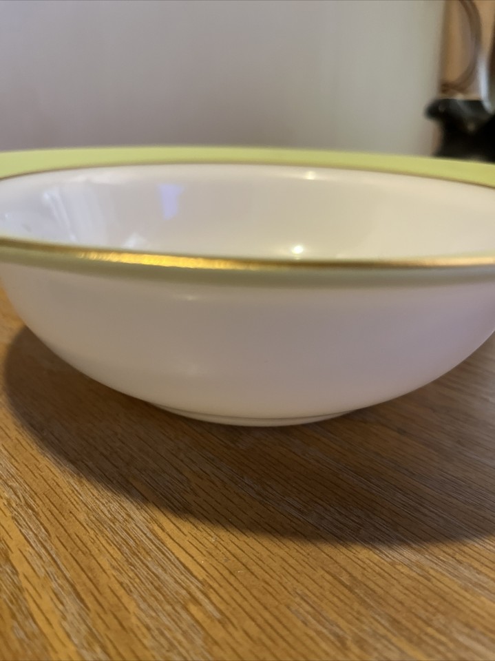 Vintage Pyrex 9” Serving Bowl Line Green Rim Milk Glass Bowl eBay