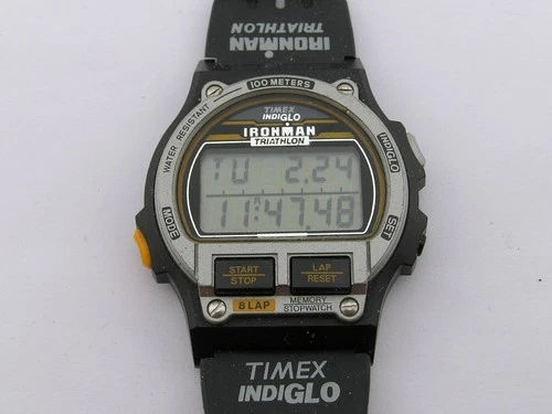 Vintage Timex Ironman Triathlon Indiglo LCD Watch w/ Band Working 731-A
