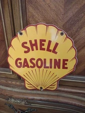 VINTAGE SHELL GASOLINE PORCELAIN METAL SIGN GAS SERVICE STATION MOTOR OIL 