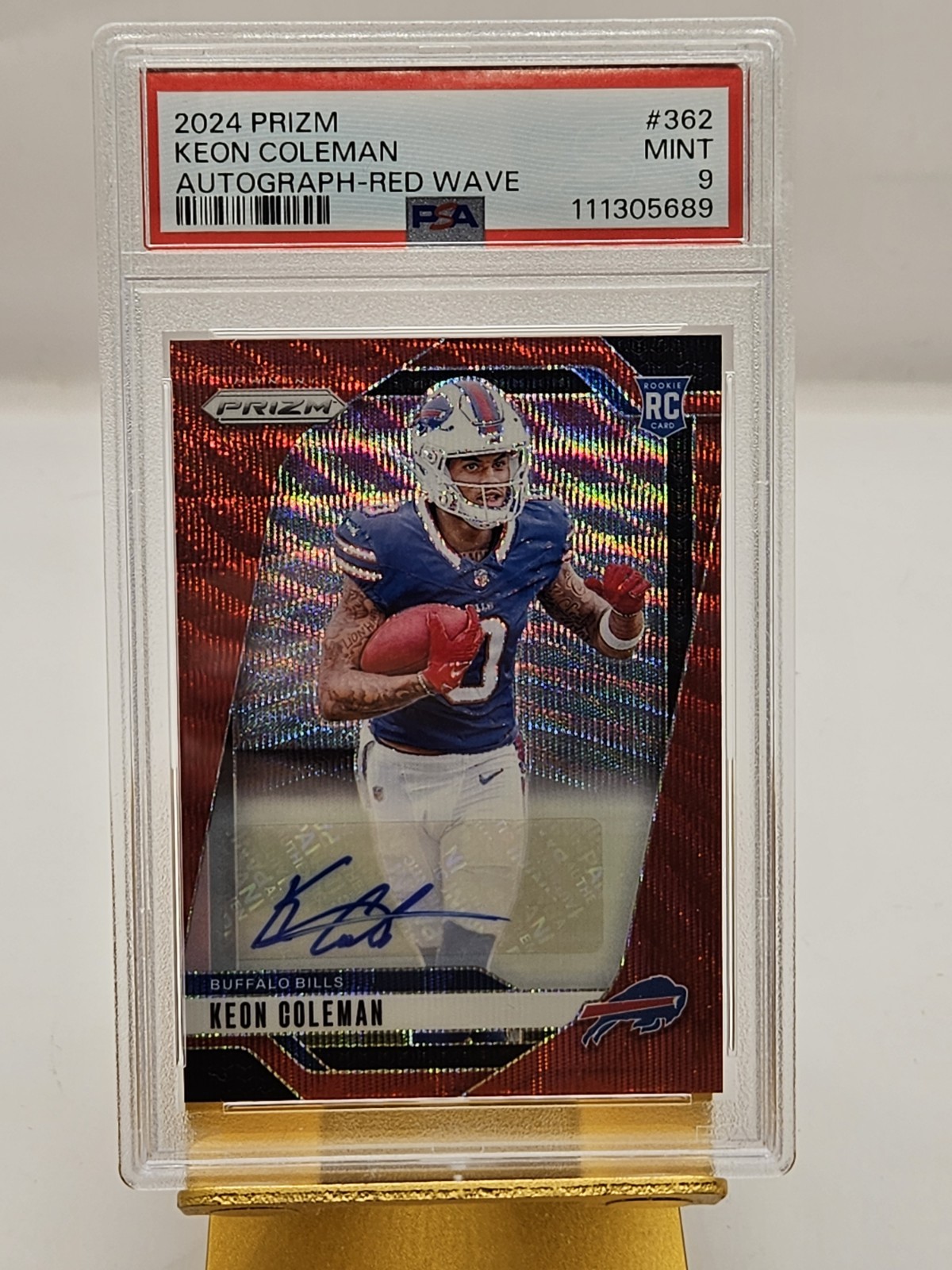 KEON COLEMAN 2024 Prizm Red Wave Auto /149 Rookie Card RC #362 PSA 9🔥 Bills 🔥