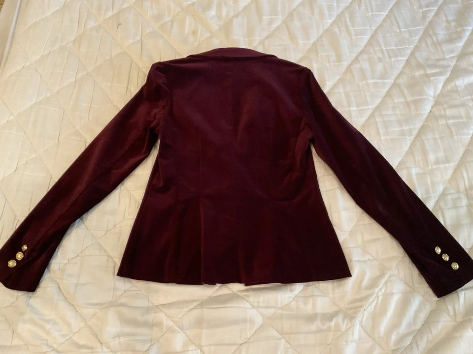 BLAZER TERCIOPELO TRITURADO COLOR VINO Talla Pequeña Foto 2 de 4