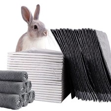 Rabbit Pee Pads,100 Pieces Disposable Cage Liners Black Carbon Super Absorben...