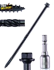 Structural Lag Screws 6 Inch 50-Pack #14 X 6 Heavy Duty Black Timber Screws R...