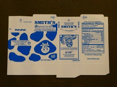 1999 Smith's flat diary carton SPIDER-MAN Got Milk? half pint flat carton NrMt