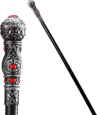 Halloween Costume Walking Cane, Silver Elegant Vintage Staff Prop Stick for Hall