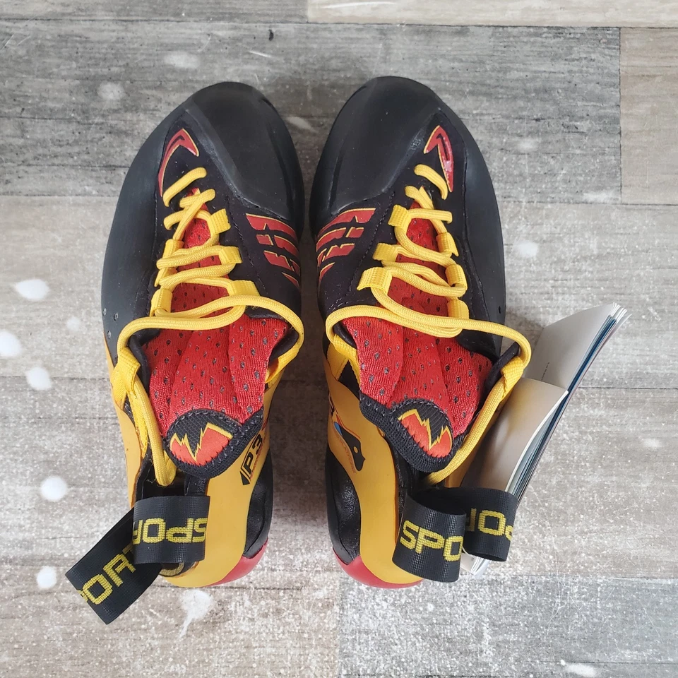 Zapatos de escalada La Sportiva Genius para mujer talla 6 rojo negro amarillo con cordones Foto 4 de 4