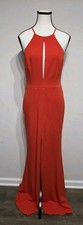 NEW Jay Godfrey Coral Red Evening Gown Dress Sz 2 Front Slit Formal Cocktail