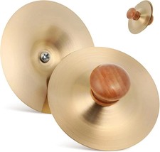 1 Pair Small Hand Cymbals for Kids 7cm/2.75inch Gold Finger Cymbals with Wood...