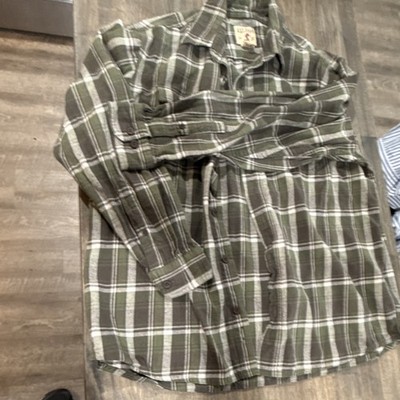 RedHead Men's Green Plaid Flannel Button-Up Shirt Long Sleeve XL Casual