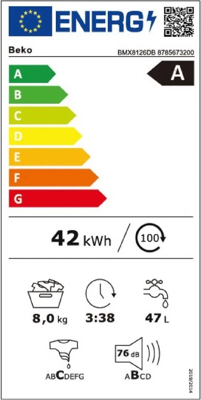 Lavatrice BEKO 8 KG Slim Stretta 50 cm Classe A 1200 Giri Programma Rapido Vapor, fotografia 8 di 8