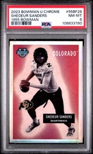 2023 BOWMAN UNIVERSITY CHROME 1955 BOWMAN #55BF28 SHEDEUR SANDERS PSA 8