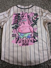 Nickelodeon Patrick Star Tan SpongeBob Graffiti Graphic Baseball Jersey Men's XL