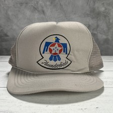 Vintage US Air Force Thunderbirds Trucker Hat 1980s-1990s Tan USAF Aviation Cap