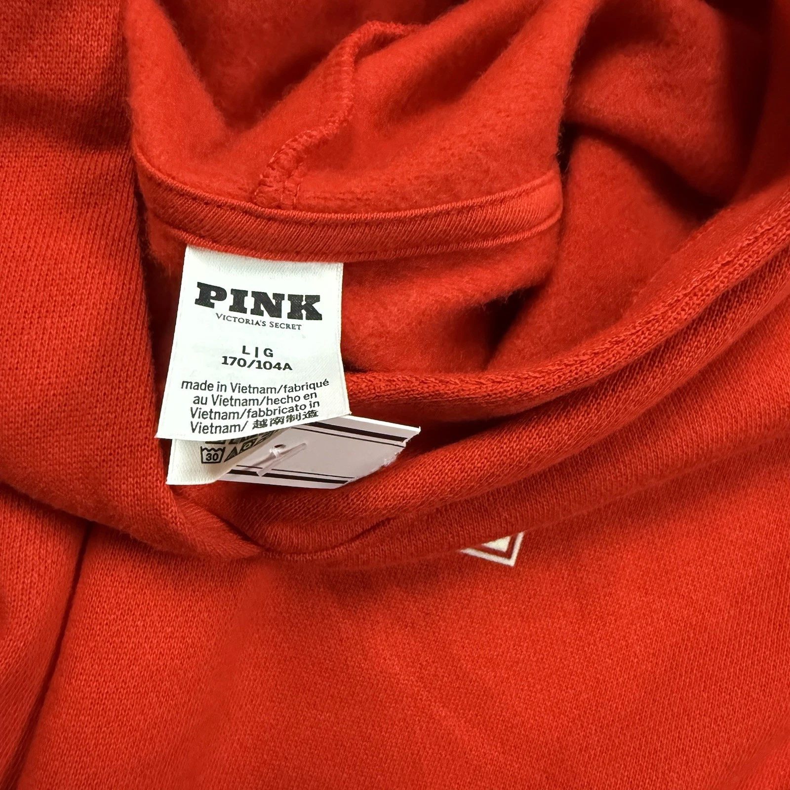 UNDERCOVER Felpa con cappuccio Victoria’s Secret rosa campus edera pile rossa taglia large boxy