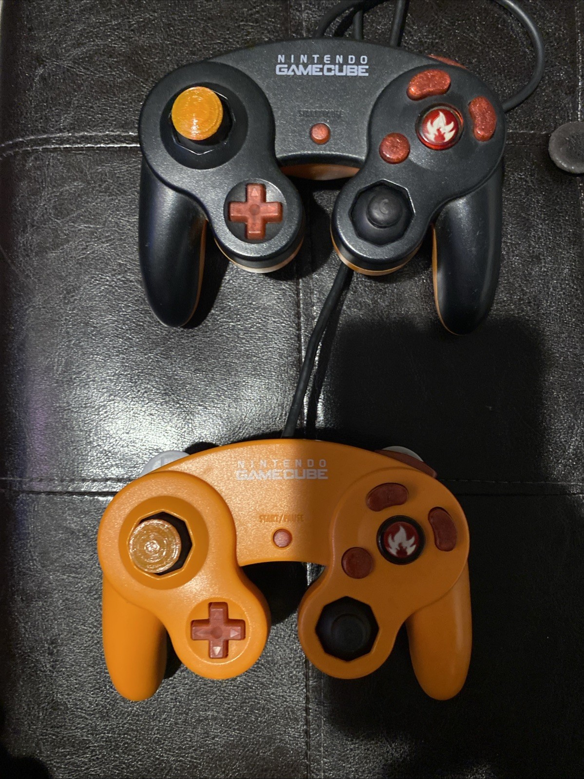 Nintendo Gamecube - Black/Orange Spice - Custom Pokémon Fire Energy Resin Button