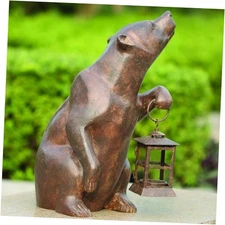 SPI Home 32435 Bear with Lantern Sculpture 