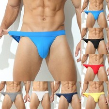 Classic Men's Underpants with Low-rise U Convex Pouch and Solid Color Design