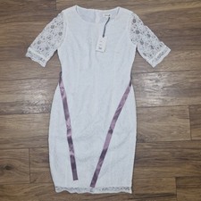Linea White Lace Detail Lined Pencil Style Formal Dress Sz 12 RRP £130 New Tags