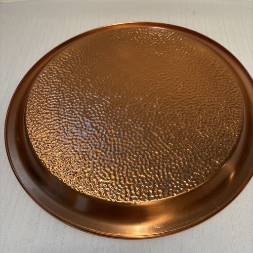 Hammered Copper 12” Round Serving Tray Platter - Picture 5 of 6