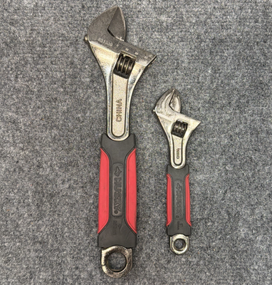 #ad #ad Husky 6 amp; 10 in Adjustable Wrench Cushion Grip Spanner Red Black Steel $27.99