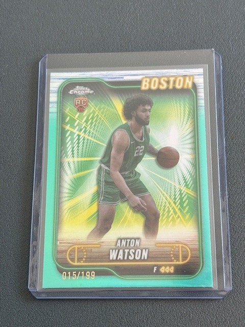 ANTON WATSON - 2024-25 Topps Chrome Aqua /199 Rookie Refractor #107 - Celtics RC