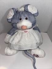 Fisher Price Puffalump Blue Gray Grey Mouse Plush Stuff Animal Toy 16in VINTAGE