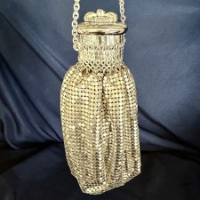 Whiting and Davis Mesh Purse Wristlet Bag vintage 1920  s chrome 5.5  tall