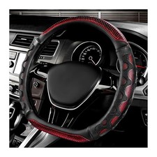 Car Steering Wheel Cover, 15 Inch Anti-Slip Steering Wheel Cover Protector Red