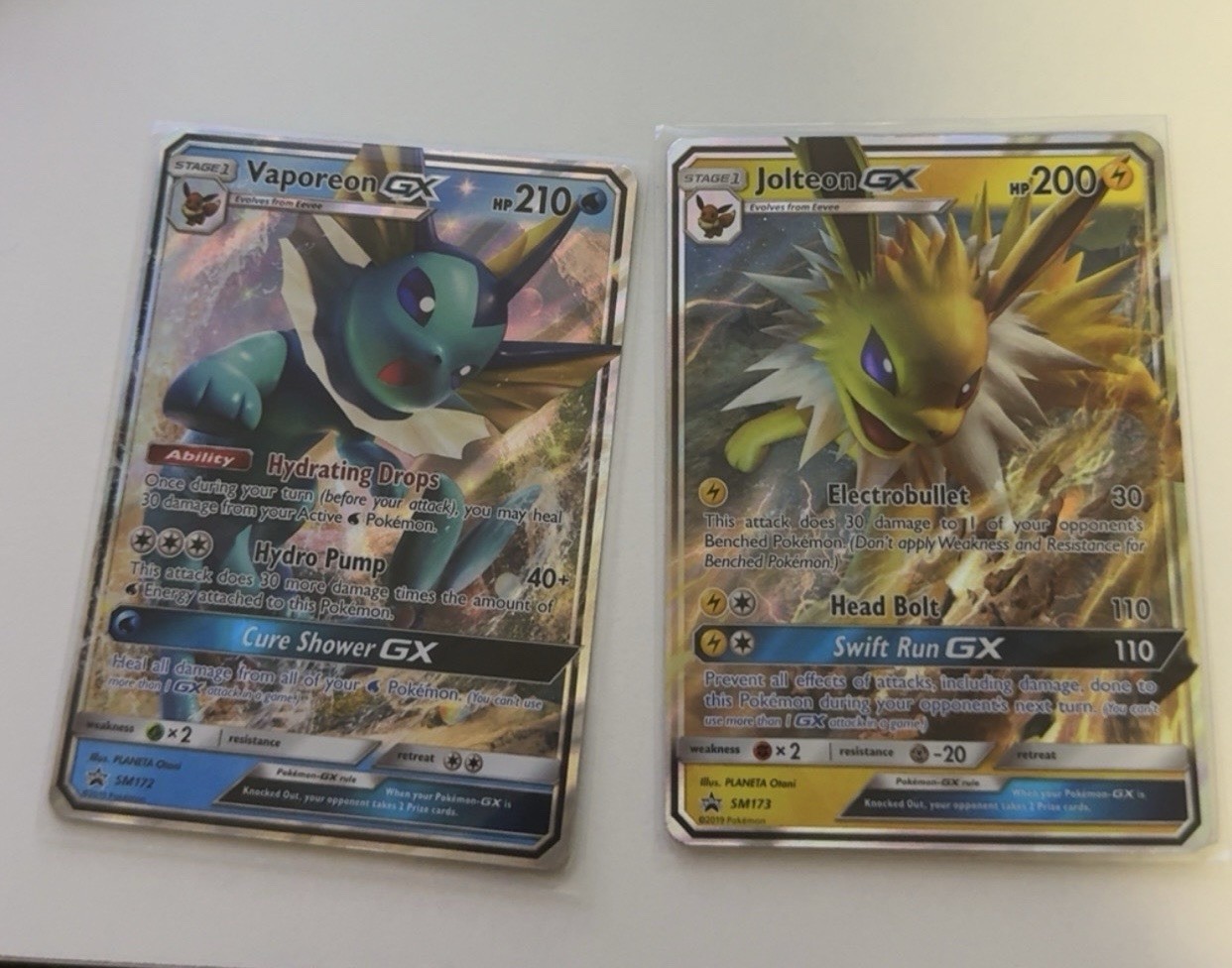Jolteon GX SM173 & Vaporeon GX SM172 Full Art Promo Rare Pokemon TCG Card