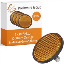 4x Reflektor Ø60 mm mit Bolzen M5 – Rund Rückstrahler Anhänger PKW E-Typ geprüft