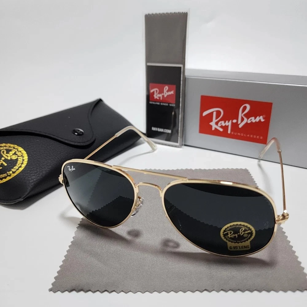 Ray-Ban Gold Black Sunglasses for Men for sale | eBay display picture 2