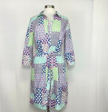 Talbots Island Patchwork Belted Shirtdress Size 10