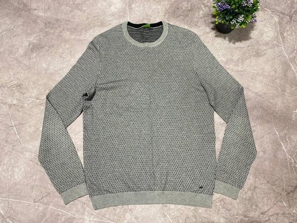 Men Hugo Boss Sweater Grey Cotton L #66GU