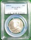 1998 PCGS SP-70 SMS BLUE LABEL PQ KENNEDY HALF DOLLAR - FREE PRIORITY SHIPPING