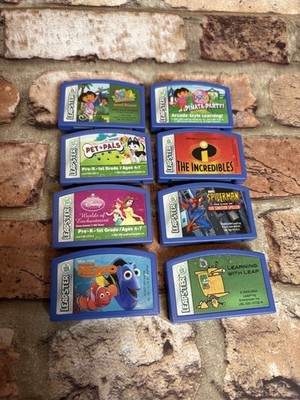 LeapFrog Leapster Game Cartridge Pack of 8 Games Only Spiderman Nemo Dora & More