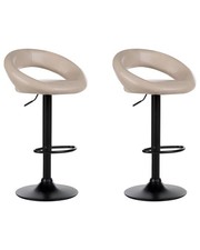 Set of 2 Bar Chairs PEORIA Faux Leather Swivel Light Beige