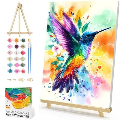 Paint by Numbers Kit for Adults with Frame Wooden Easel, Bird Easy Paint by Numb