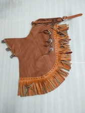 Beautiful Leather Pull-Up Fashion Chinks with Floral Yoke Set.