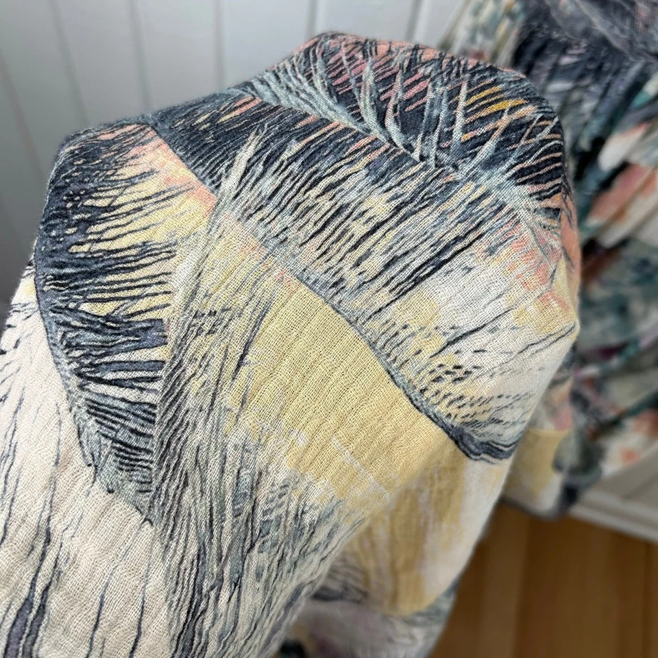 Free People Women Sleeveless Maxi Dress Blue Beach Boho Tropical Size Large - Image 2 of 4