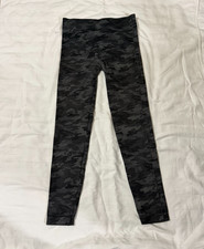 SPANX LEGGINGS Look at Me Now Grey Black CAMO High Yoga PANTS Gym Women's Size M