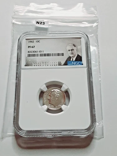 1962 NGC PF67 90% PROOF SILVER ROOSEVELT DIME 10C Portrait Label!   N23