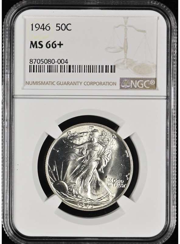 1946 U.S. 50c Walking Liberty Half Dollar NGC MS66+ 🔥