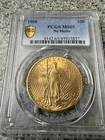 Pcgs 1908 $20 Gold Saint Gaudens MS65 No Motto