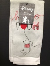 DISNEY WINNIE THE POOH HELLO Balloon KITCHEN TOWELS SET OF 2 16x26 in NWT
